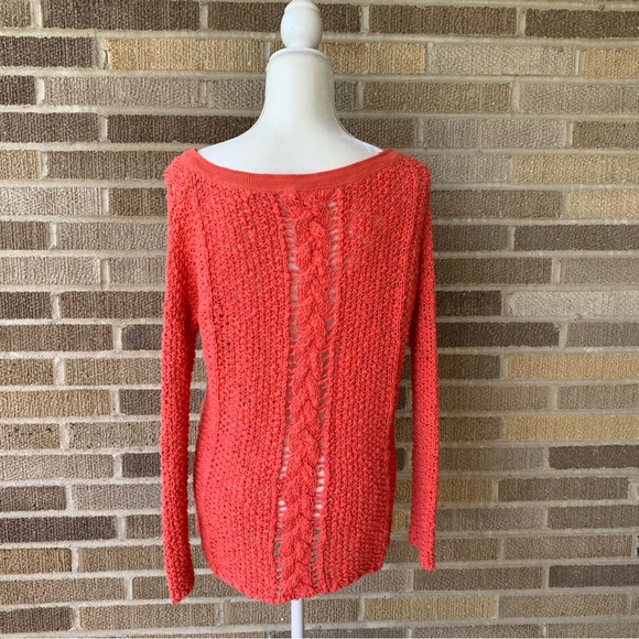 Free People Orange Crochet Sweater Size Small - Picture 4 of 13